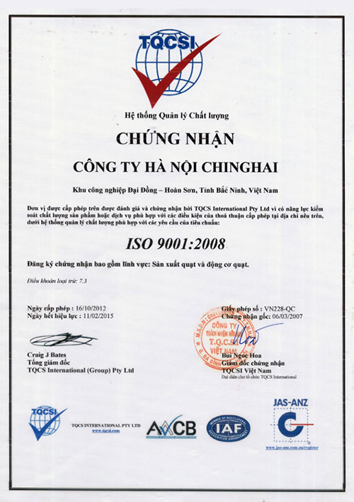 Chứng nhận công ty Ching Hai