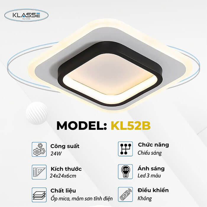 Đèn ốp trần trang trí klasse kl52b 3 Đèn ốp trần trang trí Klasse KL52B 1