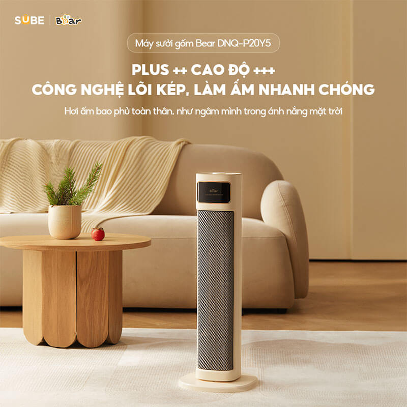 Máy sưởi bear dnq-p20y5 2 Máy sưởi Bear DNQ-P20Y5 với công nghệ lõi kép, làm ấm nhanh