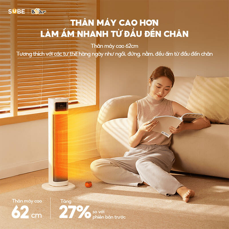 Máy sưởi bear dnq-p20y5 4 Thân máy cao 62cm