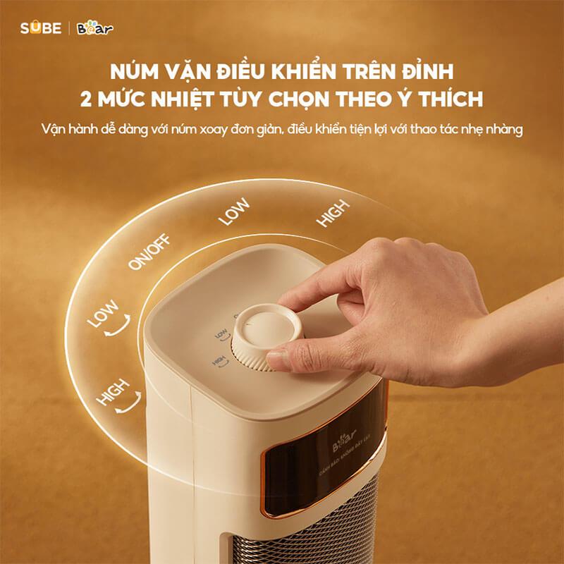 Máy sưởi bear dnq-p20y5 6 Núm vặn điều chỉnh dễ dàng