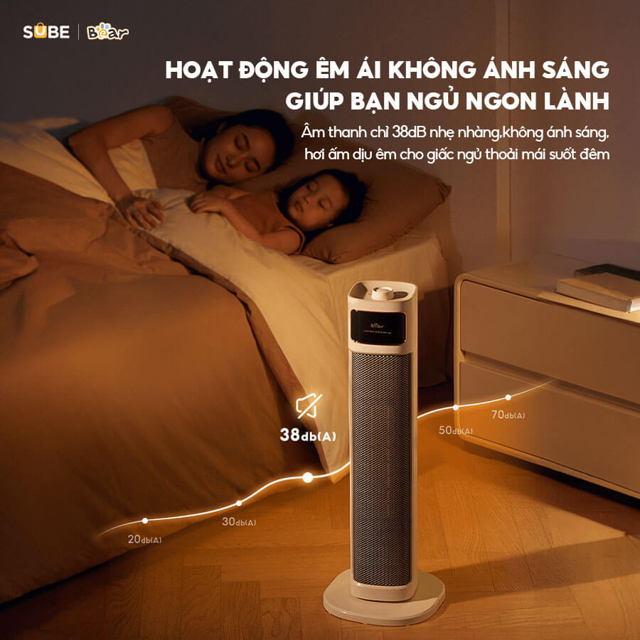 Máy sưởi bear dnq-p20y5 5 Hoạt động êm ái không gây ồn