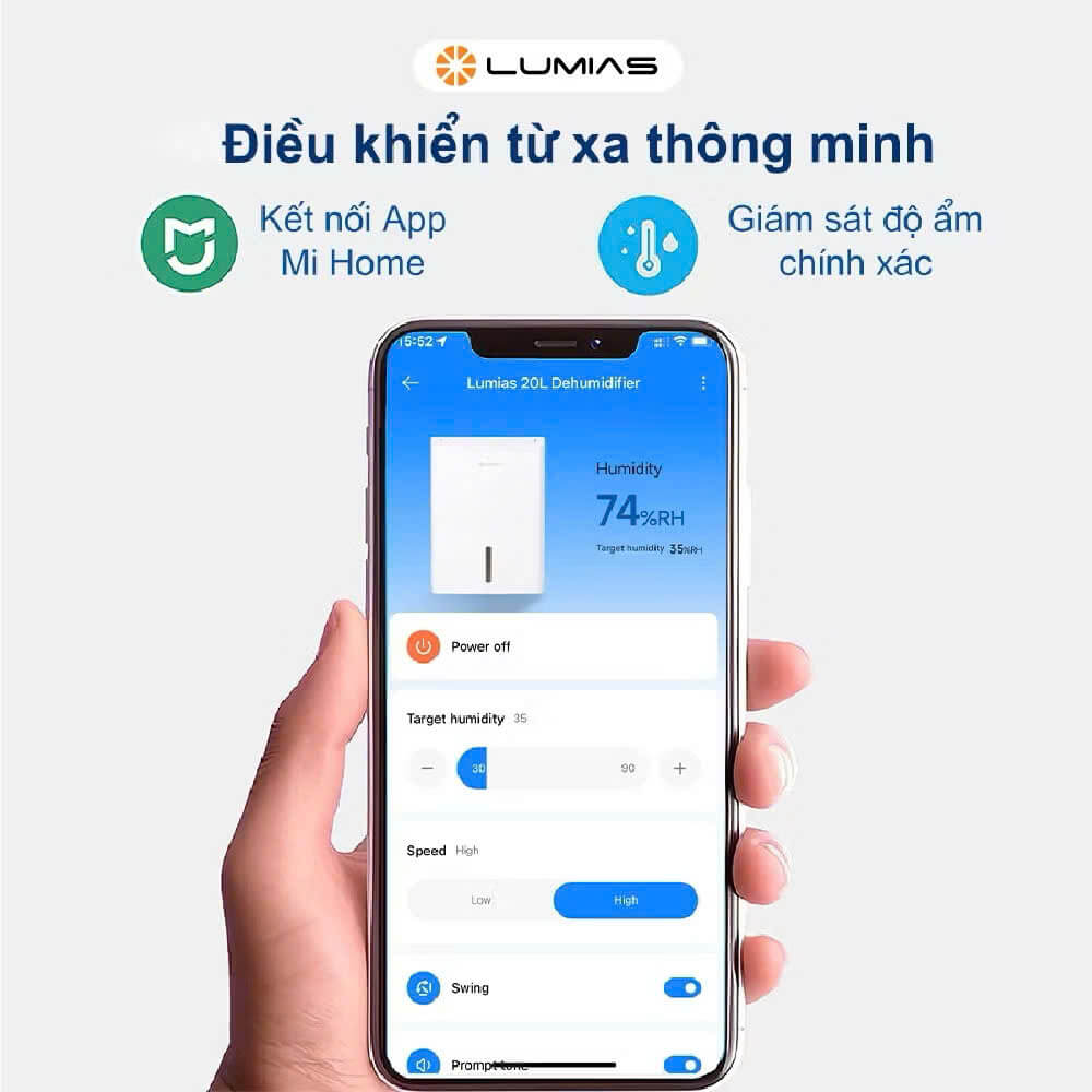 Máy hút ẩm lumias nwt d4 pro 30l 7 Có điều khiển từ xa thông minh
