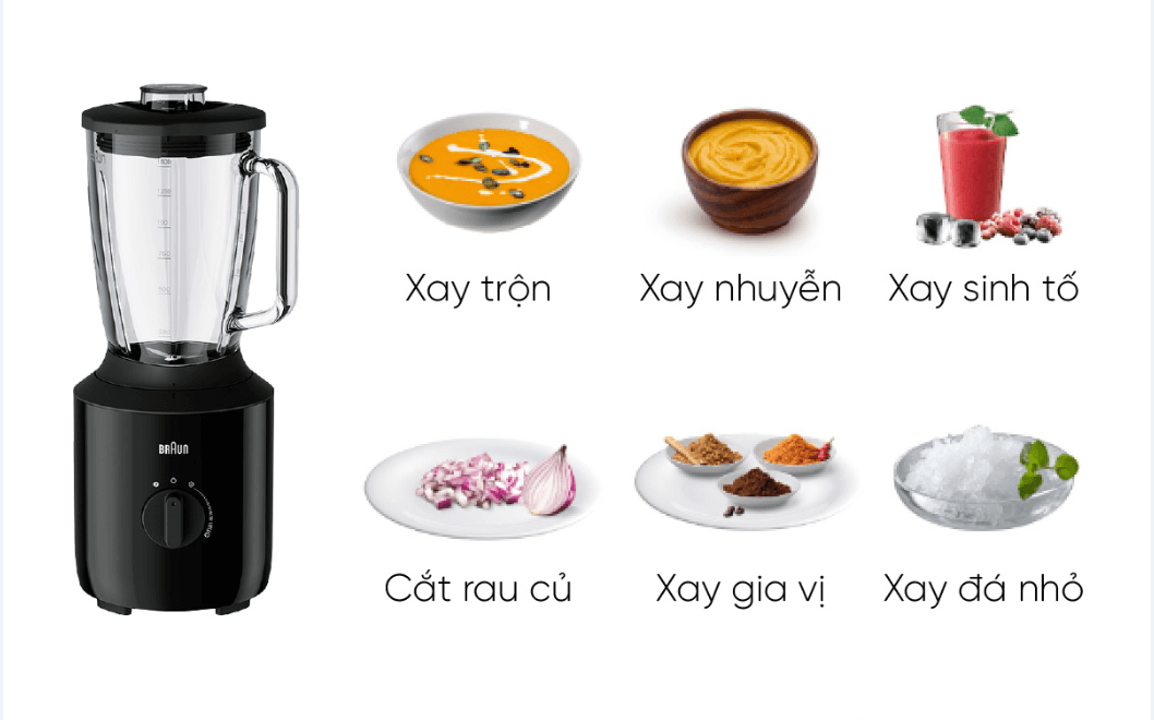 Máy xay sinh tố braun jb3150bk 5 Đa chứ năng, nấu ăn đa dạng