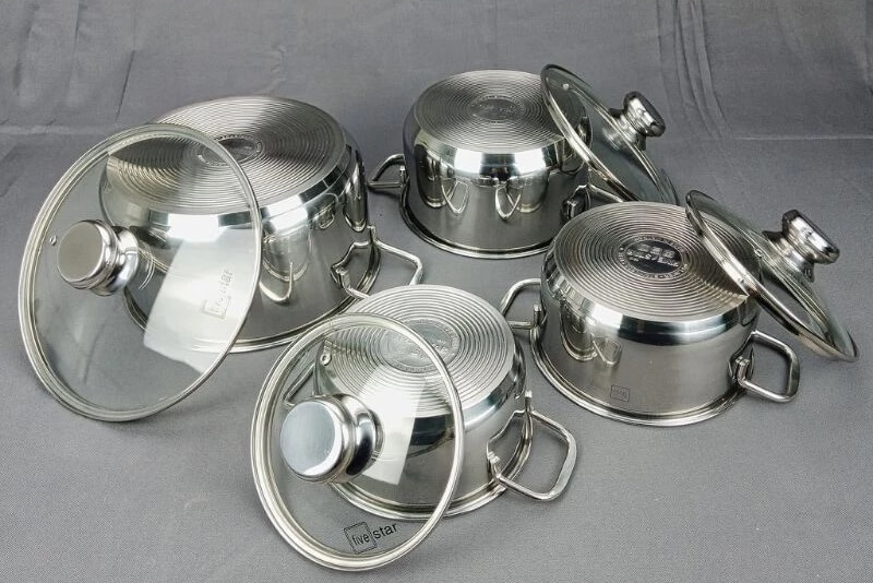 Bộ nồi inox 430 fivestar fsb4001 4 chiếc vung kính 6 Thiết kế đáy nồi 3 lớp phù hợp mọi loại bếp
