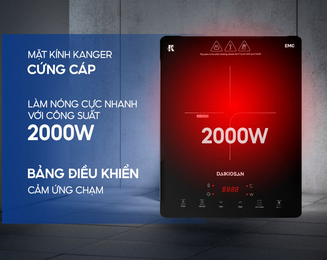Bếp từ đơn daikiosan db101 emc inverter 3 Bếp Từ Đơn Daikiosan DB101 EMC Inverter đạt chứng nhận EMC chống nhiễm từ