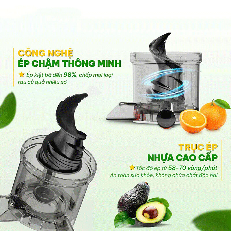 Máy ép chậm đa năng hasuka hsk-788 300w 10 Máy Ép Chậm Đa Năng Hasuka HSK-788 300W - Ảnh 10